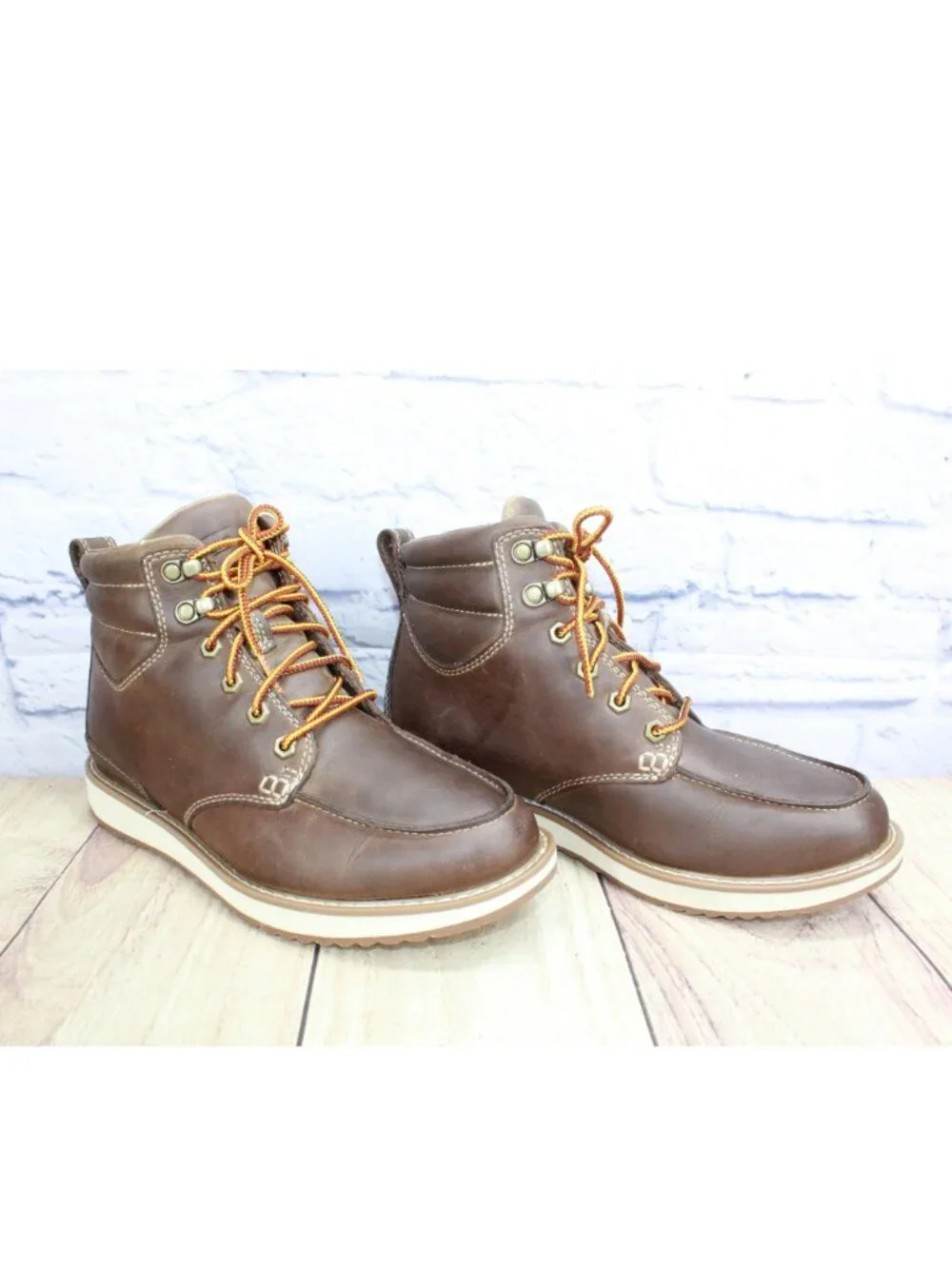 LL Bean Brown Leather Stonington Moc Toe Boots Women's 8 Men's 6.5